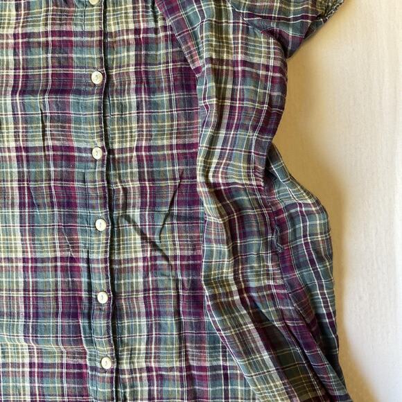 Converse One Star Women Dress 2 Plus Size Purple Plaid Shirt Dress Casual Button - Picture 7 of 11
